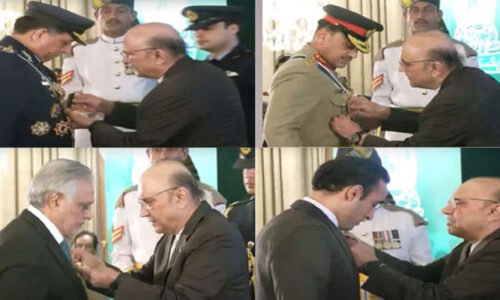 فیلڈ مارشل عاصم منیر اور ایئر چیف ظہیر احمد بابر سدھو کو ہلال جرات سے نوازا گیا